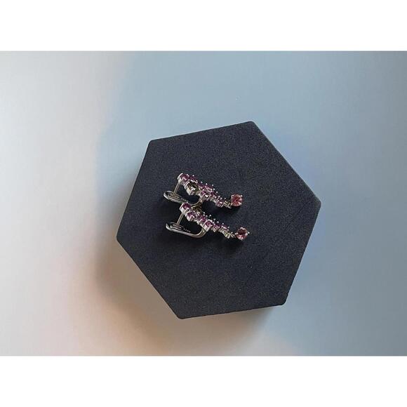 SOLD 925 Sterling Silver Earrings Round Tourmaline Rhodolite Garnet Gemstone - Picture 5 of 8